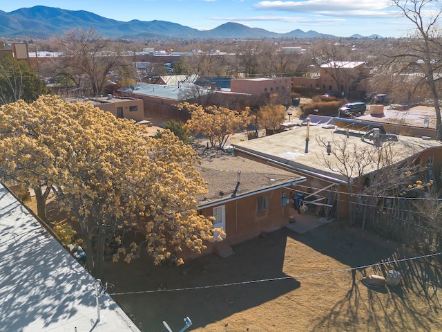 aerial view with a mountain view