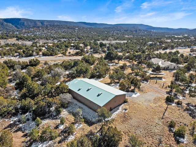 birds eye view of property featuring a mountain view