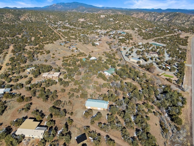 bird's eye view with a mountain view