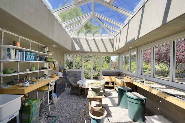 sunroom / solarium with a skylight