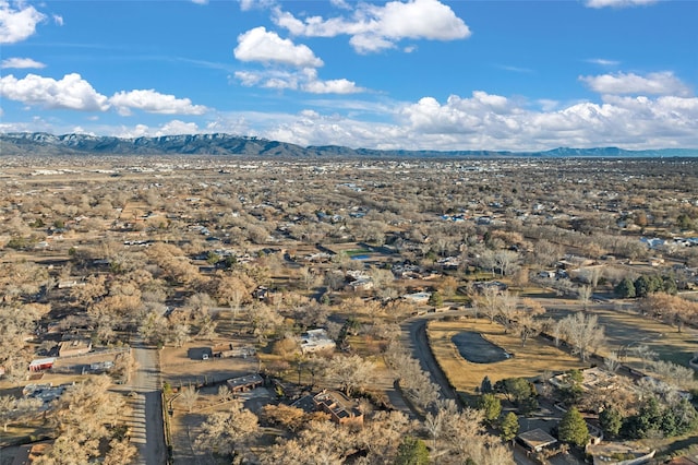 bird's eye view with a mountain view