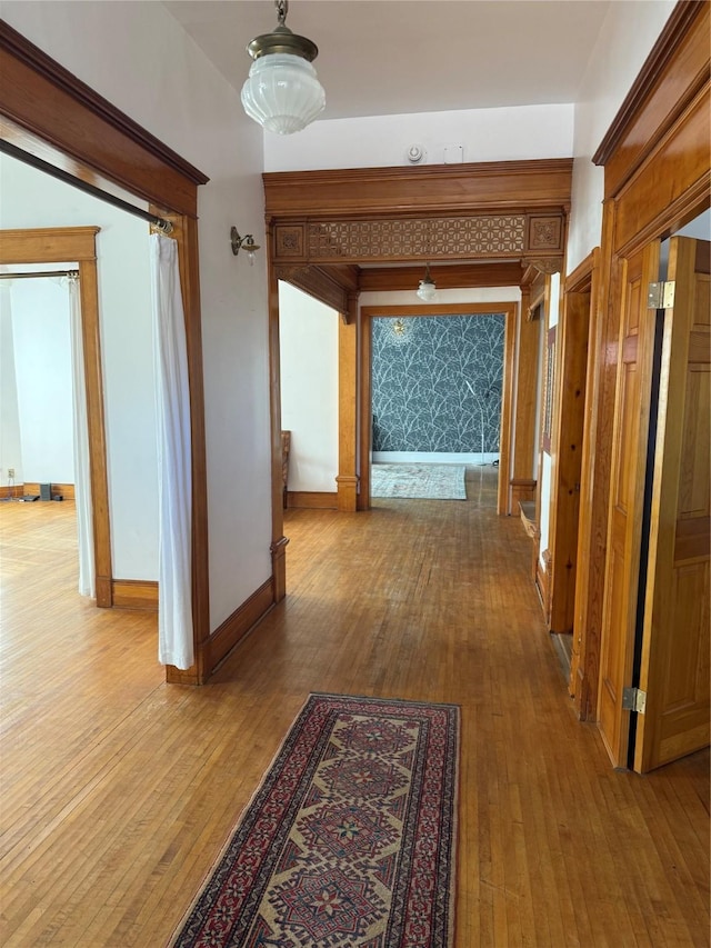 hallway with wood-type flooring