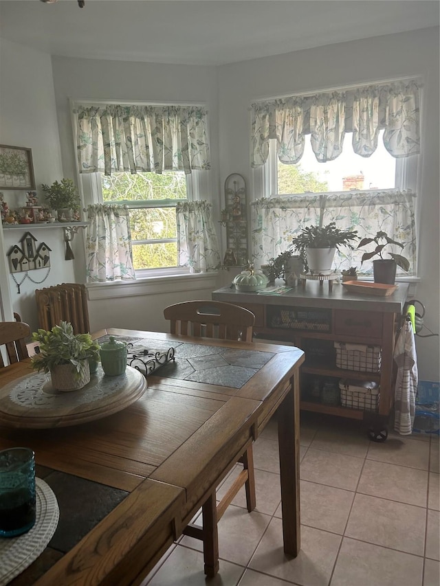 tiled dining area with plenty of natural light