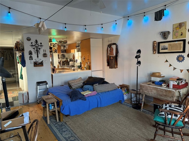 bedroom with light hardwood / wood-style floors