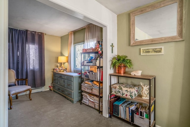 sitting room with light carpet