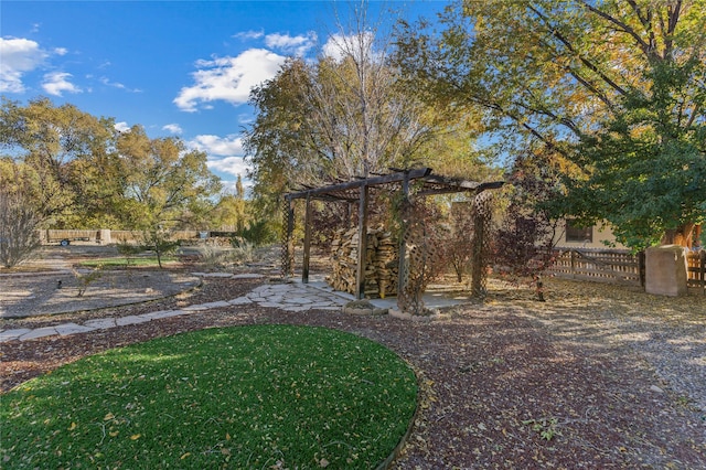 view of yard with a pergola