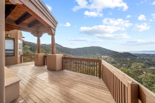 deck featuring a mountain view