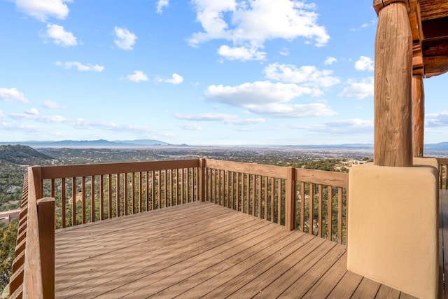 deck featuring a mountain view