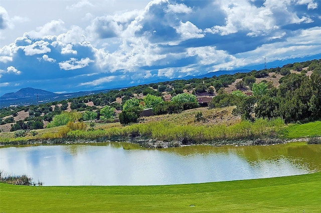 view of water feature with a mountain view