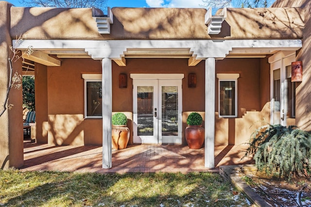 back of house featuring a patio and french doors