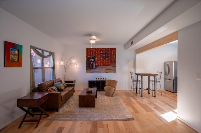 living room featuring light wood-type flooring