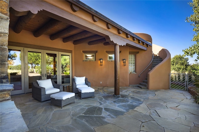 view of patio featuring french doors