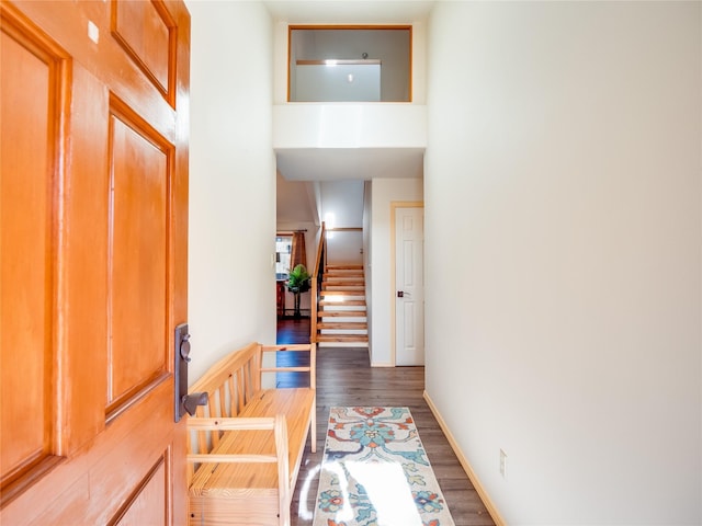 hall featuring dark hardwood / wood-style flooring