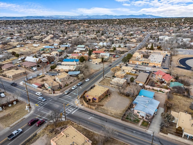 drone / aerial view with a mountain view