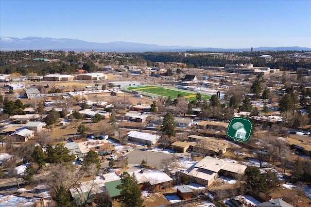 drone / aerial view with a mountain view