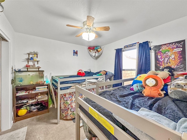 bedroom featuring ceiling fan