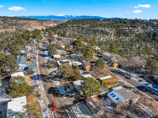 bird's eye view with a mountain view