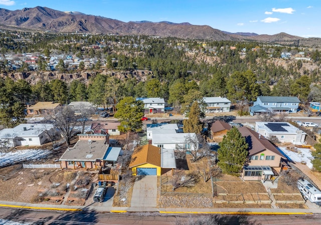 drone / aerial view with a mountain view