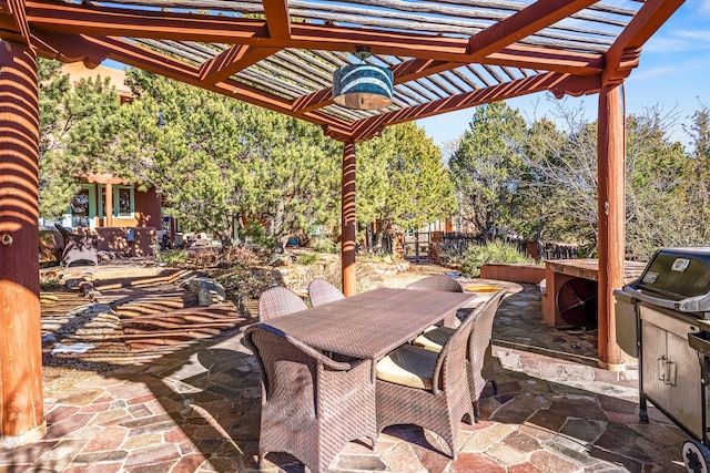 view of patio featuring a pergola