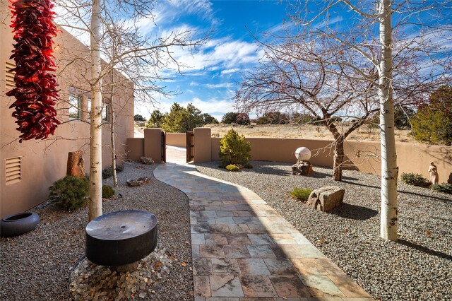 rear view of property featuring a mountain view and a patio