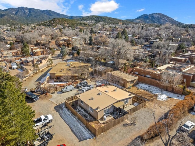 drone / aerial view featuring a mountain view