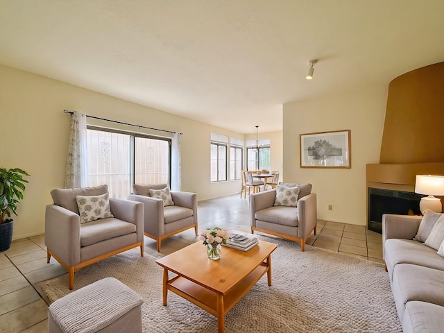 view of tiled living room