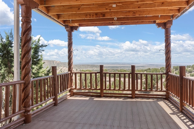 deck featuring a water view