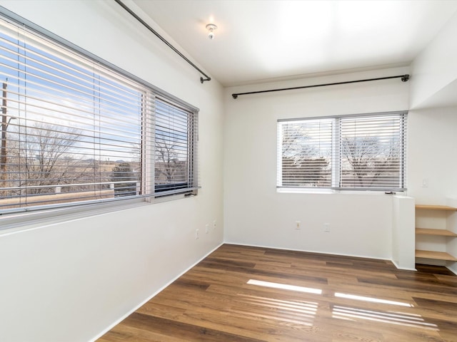 empty room with a wealth of natural light and wood finished floors