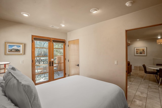 bedroom with french doors and access to exterior