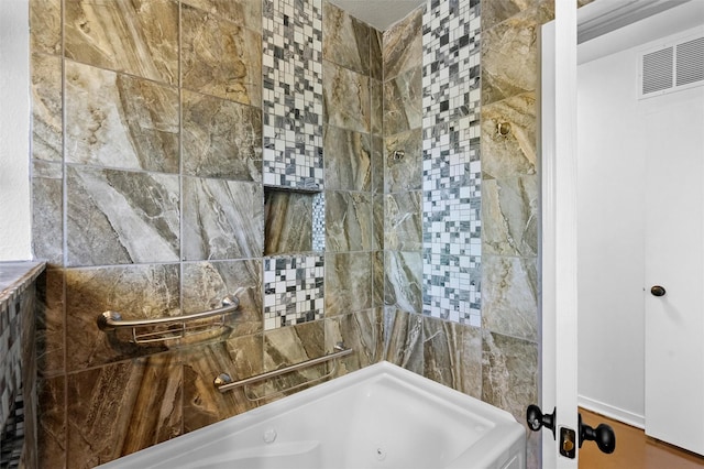 bathroom featuring separate shower and tub