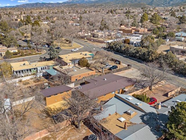 bird's eye view featuring a residential view and a mountain view