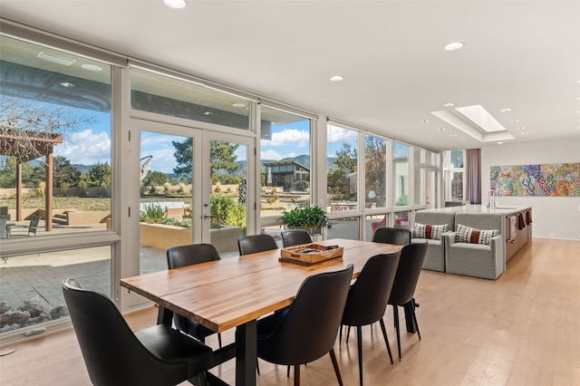 sunroom / solarium featuring sink and a skylight