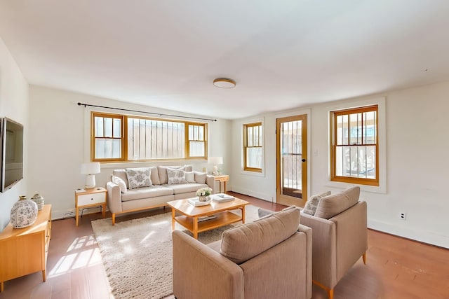 living room featuring light hardwood / wood-style flooring