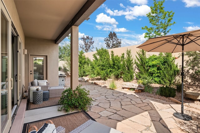 view of patio / terrace featuring an outdoor living space