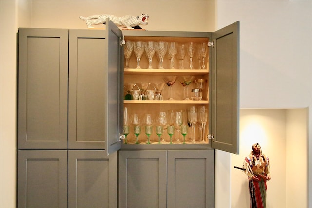 bar with gray cabinets