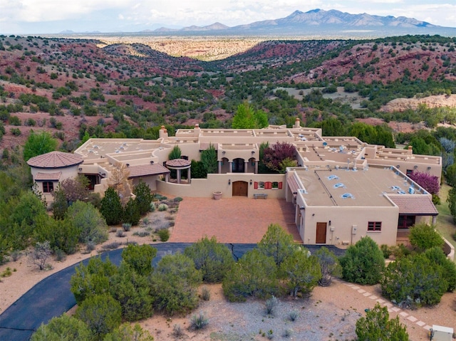 aerial view with a mountain view