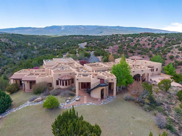 aerial view with a mountain view