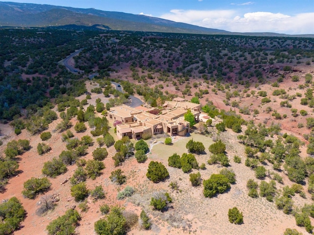 drone / aerial view featuring a mountain view