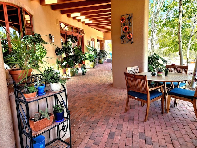 view of patio featuring a pergola