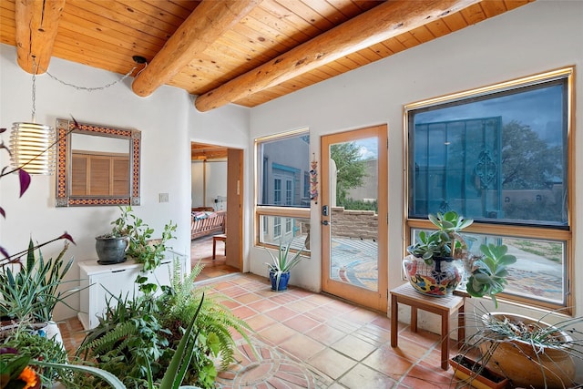 506 Dinkle, Edgewood, NM 87015 - sunroom / solarium featuring wood ceiling and beam ceiling