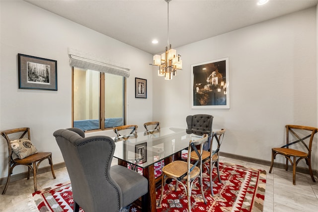 dining room with an inviting chandelier