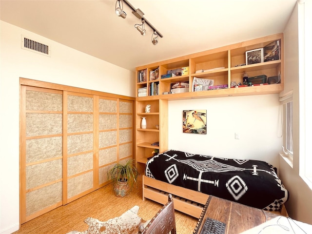 bedroom with rail lighting