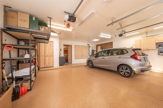 garage with a garage door opener