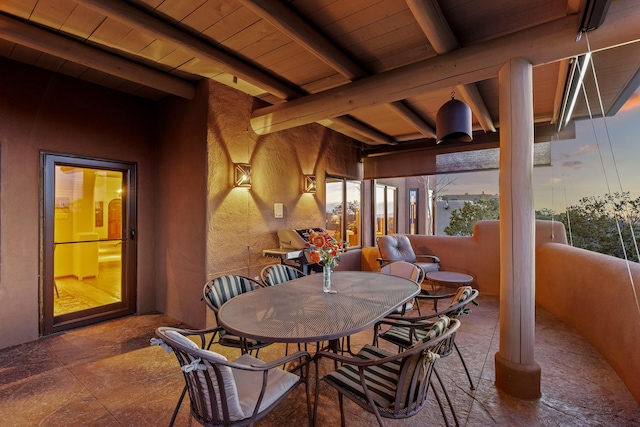 972 Indian Ridge Rd, Santa Fe, NM 87501 - view of patio / terrace featuring a balcony and outdoor dining space