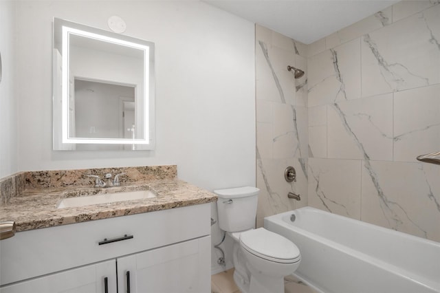 full bath with vanity, toilet, and shower / bathtub combination