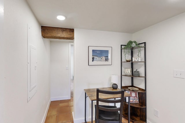 home office with baseboards