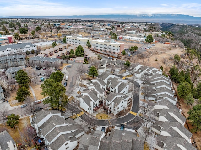 aerial view with a residential view and a mountain view