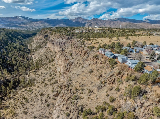 bird's eye view with a mountain view