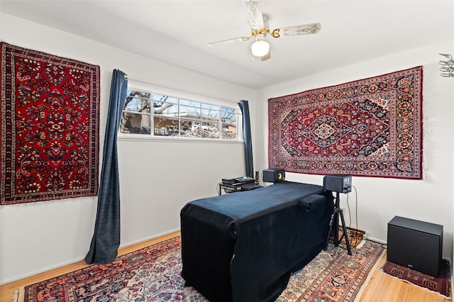 1115 N Luna Cir, Santa Fe, NM 87501 - bedroom featuring wood finished floors and ceiling fan