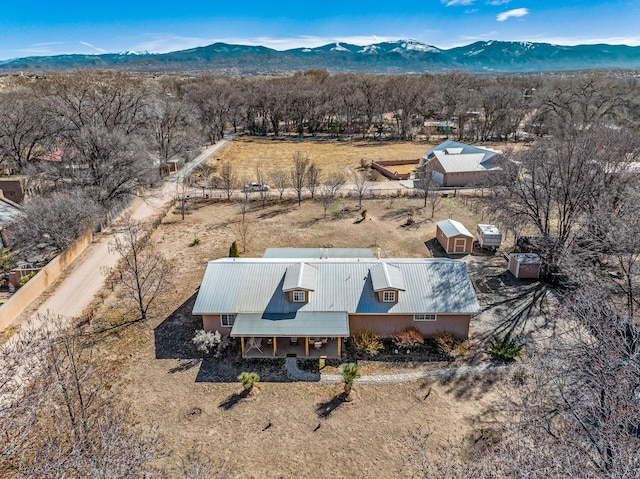 drone / aerial view with a mountain view